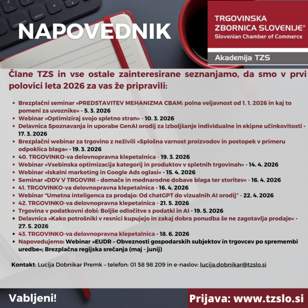 NAPOVEDNIK AKADEMIJA TZS: Seminarji in delavnice v prvi polovici leta 2026