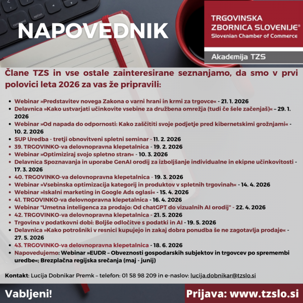 NAPOVEDNIK AKADEMIJA TZS: Seminarji in delavnice v prvi polovici leta 2026