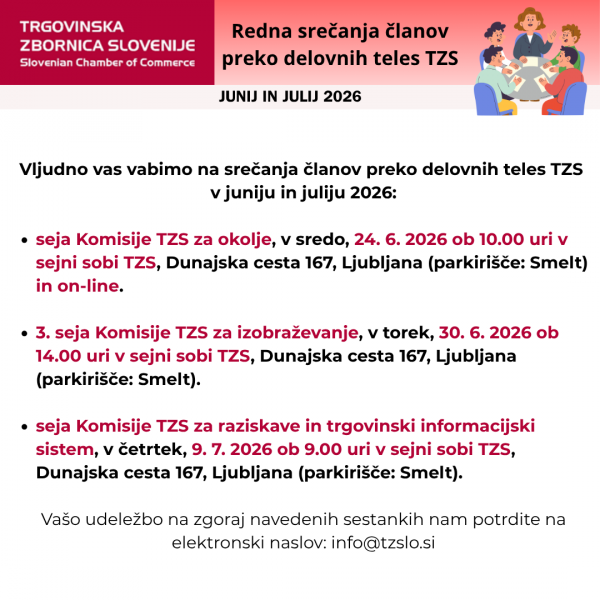Redna srečanja članov preko delovnih teles TZS
